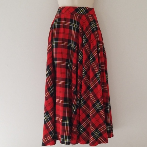 Liz Sport Petites Red Plaid Scottish Style Skirt - Picture 8 of 8